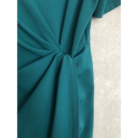 Tahari ASL Women's Size 8 Faux Wrap V-Neck Dress in Green - Picture 3 of 6